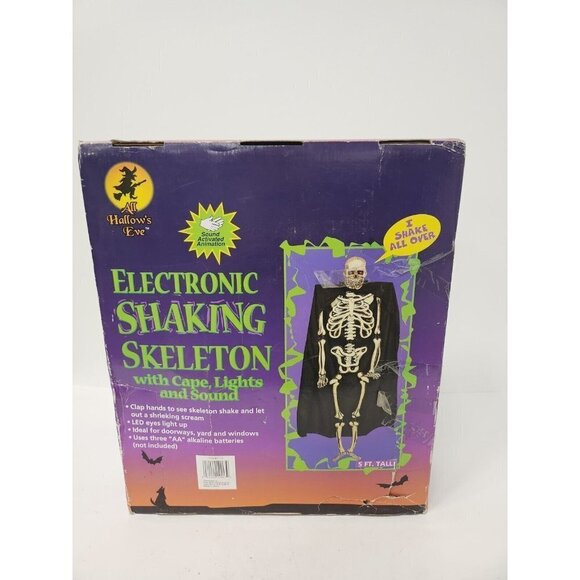 VINTAGE Electronic Shaking Skeleton 5 Ft Tall Lights Sound Halloween Decor - Picture 6 of 7